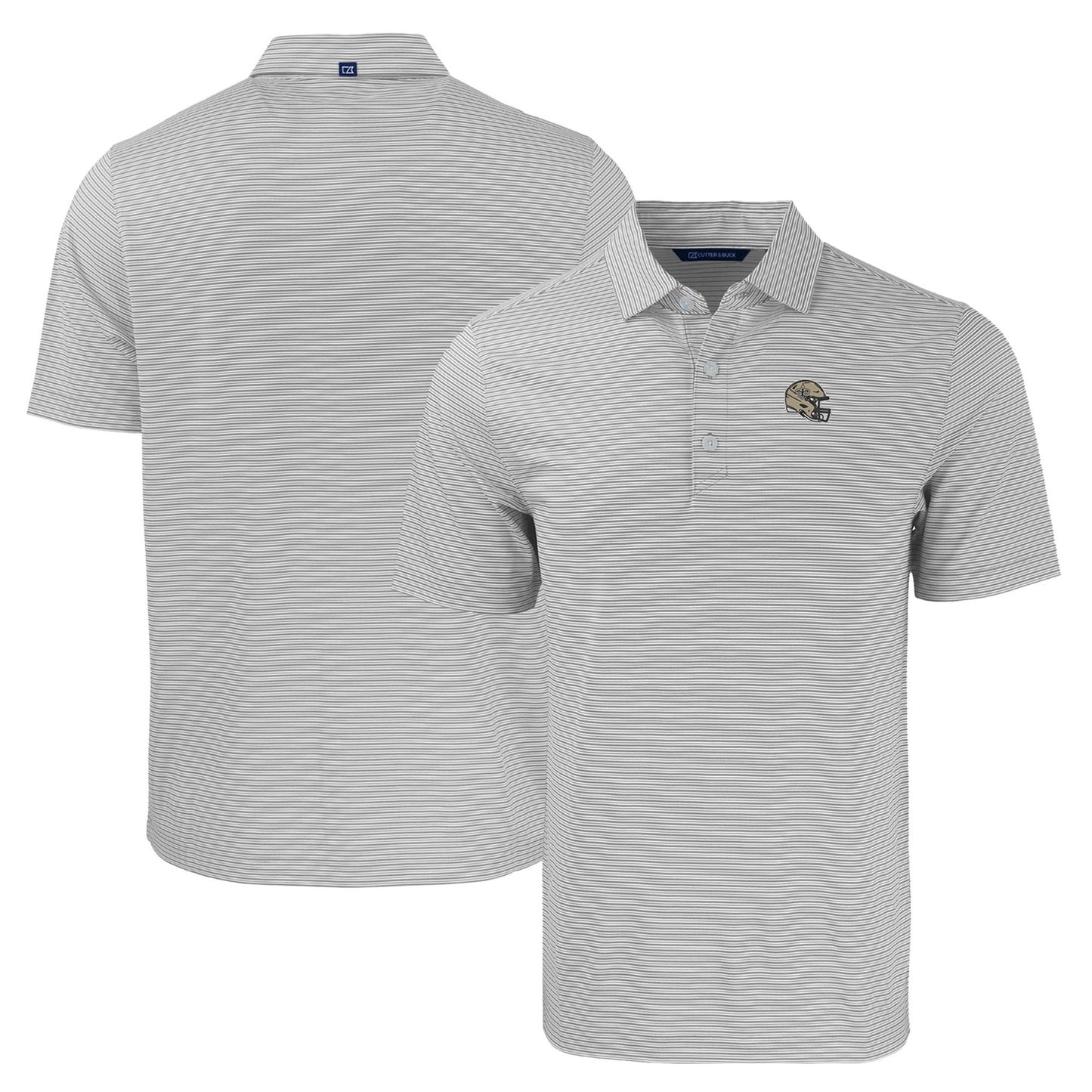 Men's Cutter & Buck  Gray/White New Orleans Saints Helmet Forge Eco Double Stripe Stretch Recycled Polo