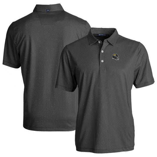 Men's Cutter & Buck  Black/White Jacksonville Jaguars Helmet Big & Tall Pike Eco Symmetry Print Stretch Recycled Polo