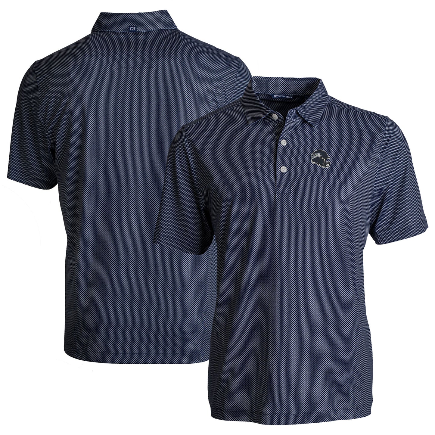 Men's Cutter & Buck  Navy/White Seattle Seahawks Helmet Big & Tall Pike Eco Symmetry Print Stretch Recycled Polo