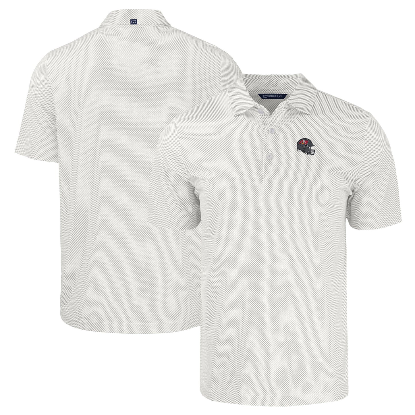 Men's Cutter & Buck  White/Gray Tampa Bay Buccaneers Helmet Big & Tall Pike Eco Symmetry Print Stretch Recycled Polo