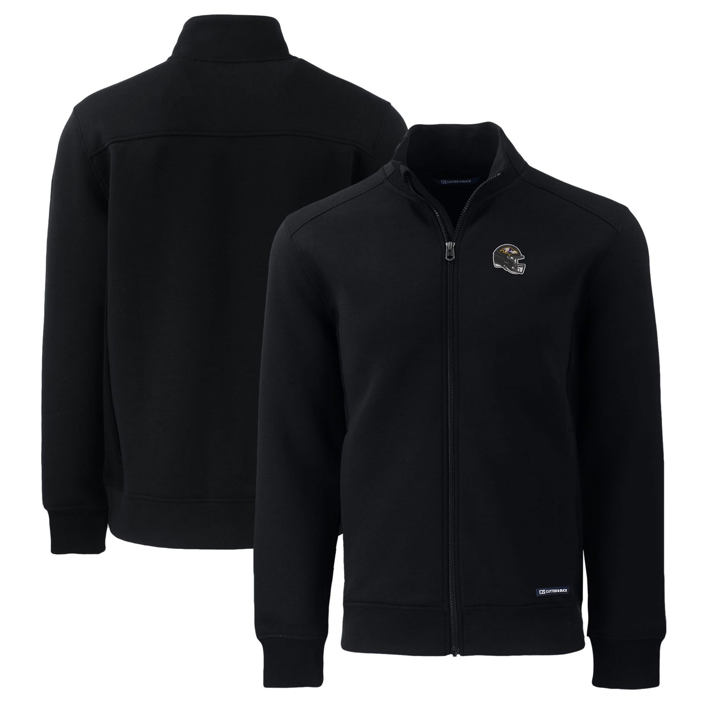 Men's Cutter & Buck Black Baltimore Ravens Helmet Roam Eco Recycled Full-Zip Jacket
