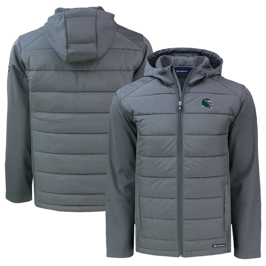 Men's Cutter & Buck  Gray Philadelphia Eagles Helmet Big & Tall Evoke Hybrid Eco Softshell Recycled Full-Zip Hoodie Jacket