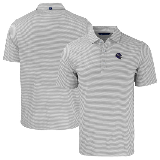 Men's Cutter & Buck  Gray/White Minnesota Vikings Helmet Big & Tall Forge Eco Double Stripe Stretch Recycled Polo