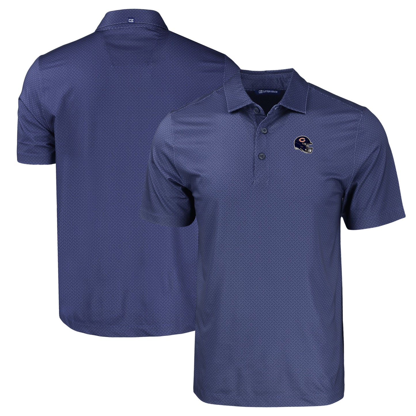 Men's Cutter & Buck  Navy Chicago Bears Helmet Big & Tall Pike Eco Tonal Geo Print Stretch Recycled Polo