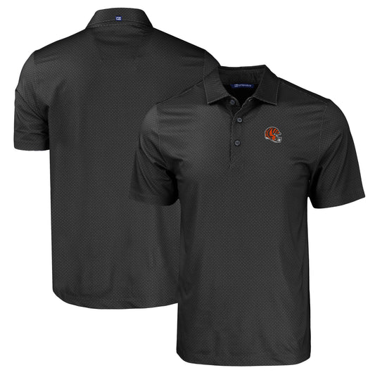 Men's Cutter & Buck  Black Cincinnati Bengals Helmet Big & Tall Pike Eco Tonal Geo Print Stretch Recycled Polo