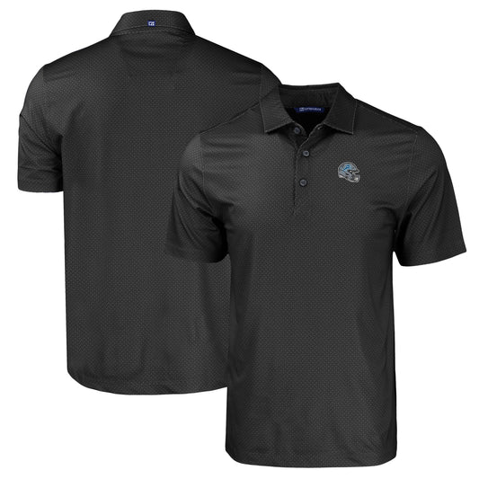 Men's Cutter & Buck  Black Detroit Lions Helmet Big & Tall Pike Eco Tonal Geo Print Stretch Recycled Polo
