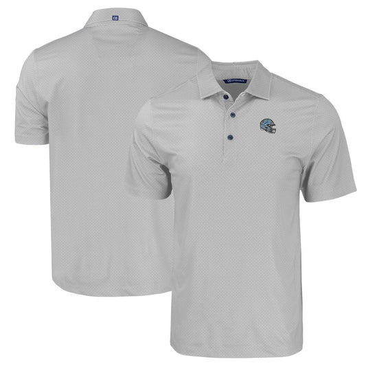 Men's Cutter & Buck  Gray Detroit Lions Helmet Big & Tall Pike Eco Tonal Geo Print Stretch Recycled Polo
