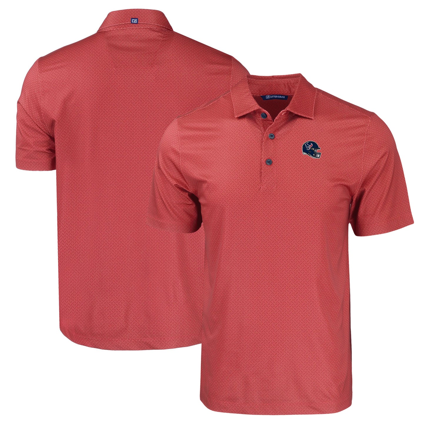 Men's Cutter & Buck  Red Houston Texans Helmet Big & Tall Pike Eco Tonal Geo Print Stretch Recycled Polo