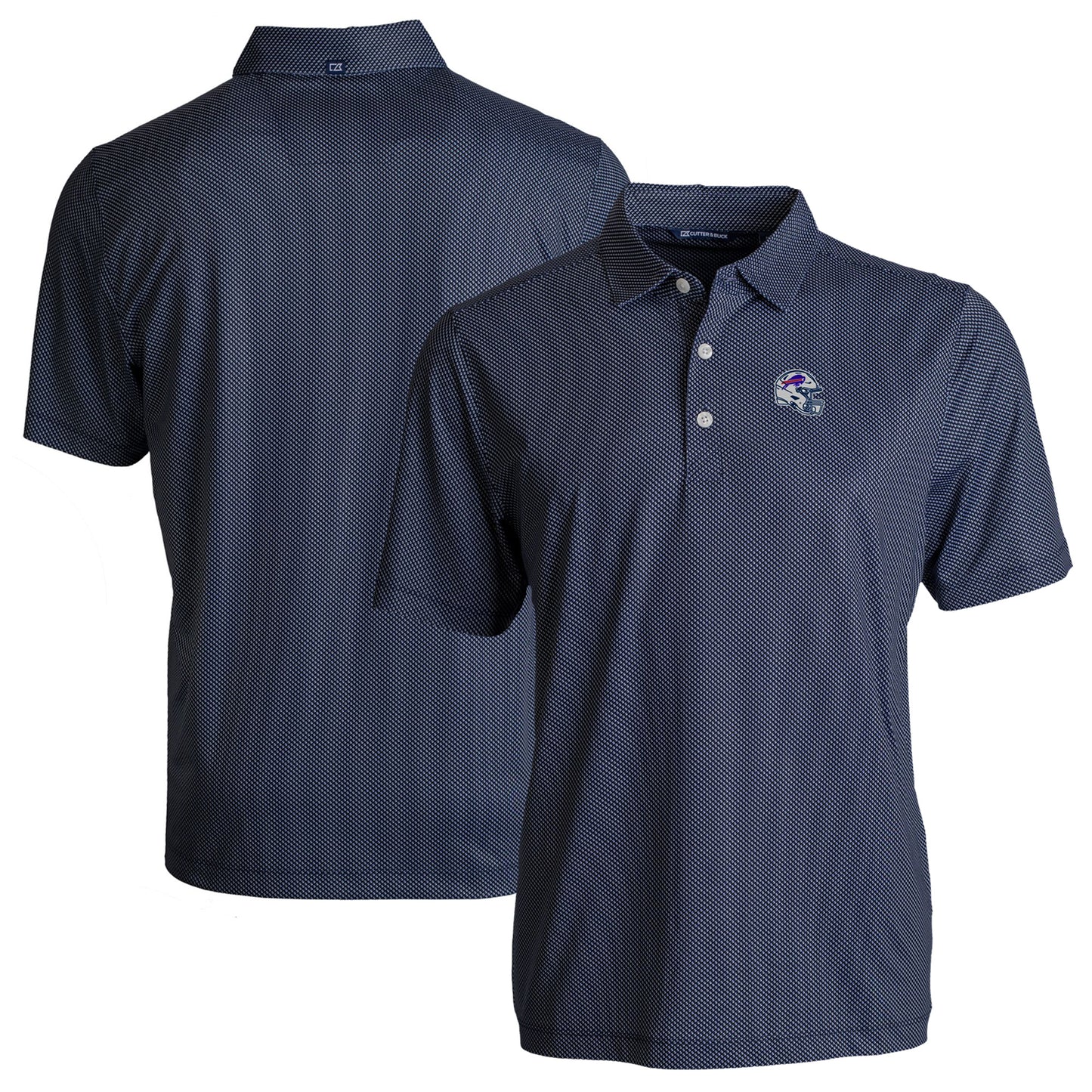 Men's Cutter & Buck  Navy Buffalo Bills Helmet Big & Tall Pike Eco Symmetry Print Stretch Recycled Polo