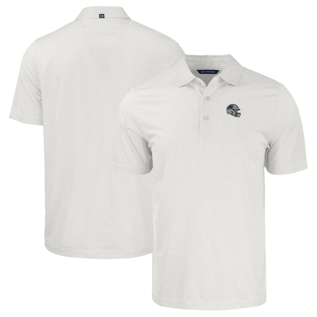 Men's Cutter & Buck  White Carolina Panthers Helmet Big & Tall Pike Eco Symmetry Print Stretch Recycled Polo