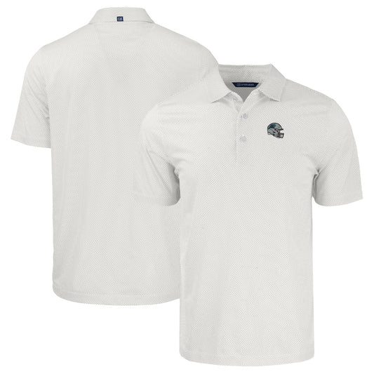 Men's Cutter & Buck  White Carolina Panthers Helmet Big & Tall Pike Eco Symmetry Print Stretch Recycled Polo