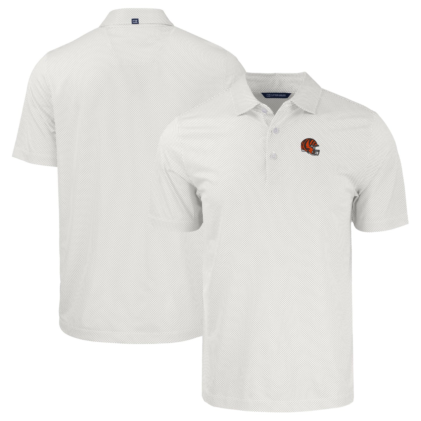 Men's Cutter & Buck  White Cincinnati Bengals Helmet Big & Tall Pike Eco Symmetry Print Stretch Recycled Polo