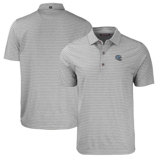 Men's Cutter & Buck  Heather Gray Detroit Lions Helmet Big & Tall Forge Eco Heather Stripe Stretch Recycled Polo