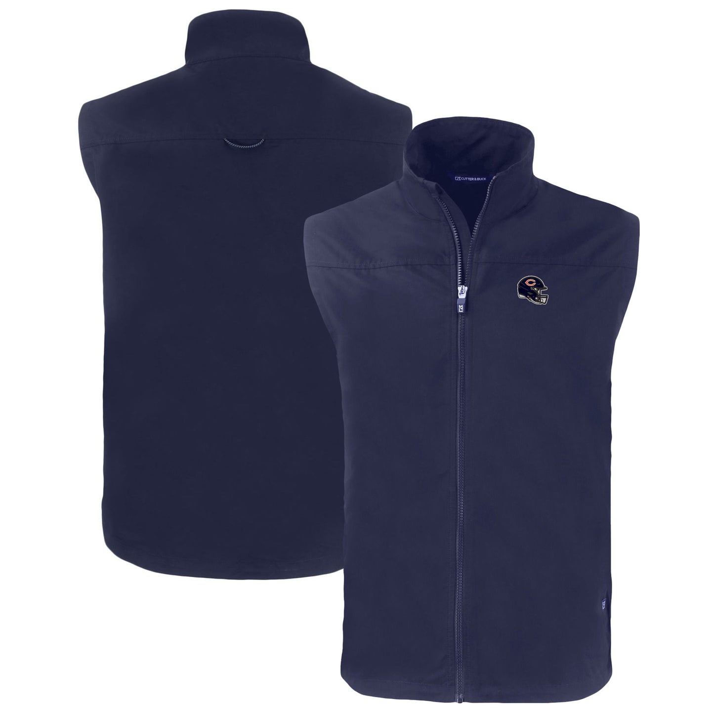 Men's Cutter & Buck  Navy Chicago Bears Helmet Big & Tall Charter Eco Full-Zip Vest