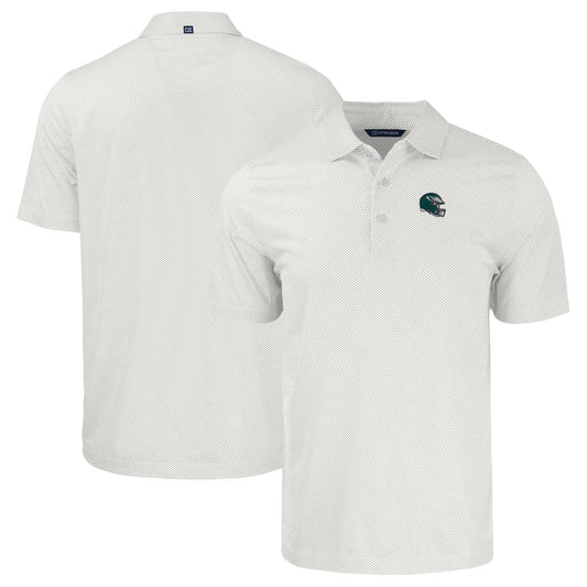 Men's Cutter & Buck  White Philadelphia Eagles Helmet Big & Tall Pike Eco Symmetry Print Stretch Recycled Polo