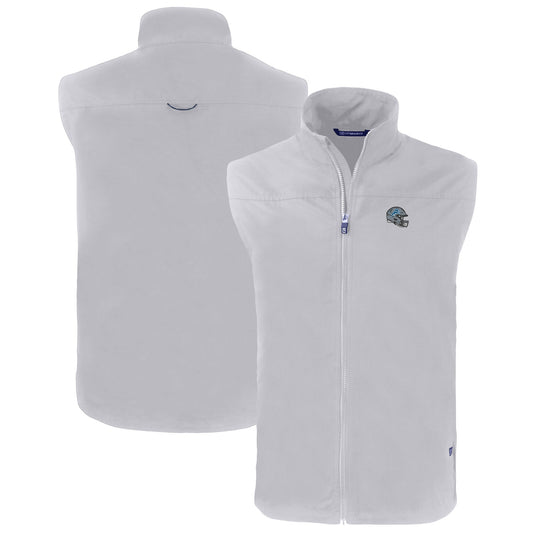 Men's Cutter & Buck  Gray Detroit Lions Helmet Big & Tall Charter Eco Full-Zip Vest