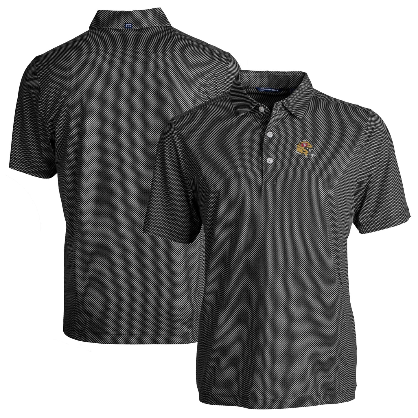 Men's Cutter & Buck  Black San Francisco 49ers Helmet Big & Tall Pike Eco Symmetry Print Stretch Recycled Polo