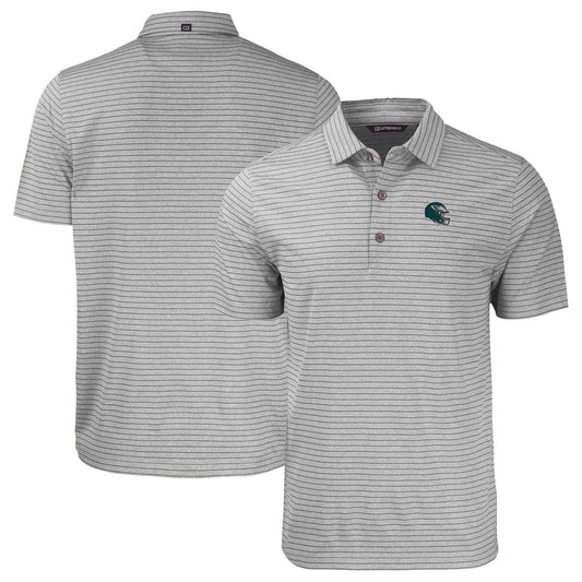 Men's Cutter & Buck  Heather Gray Philadelphia Eagles Helmet Big & Tall Forge Eco Heather Stripe Stretch Recycled Polo