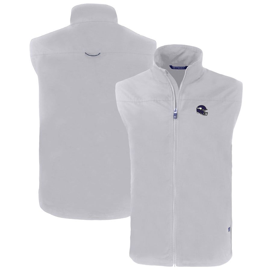 Men's Cutter & Buck  Gray Minnesota Vikings Helmet Big & Tall Charter Eco Full-Zip Vest