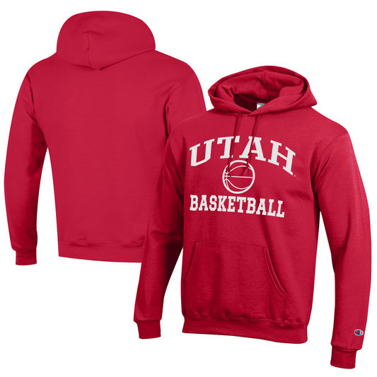 Men's Champion  Red Utah Utes Icon Logo Basketball Eco Powerblend Pullover Hoodie