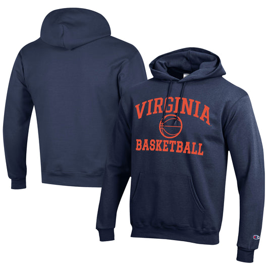 Men's Champion  Navy Virginia Cavaliers Icon Logo Basketball Eco Powerblend Pullover Hoodie