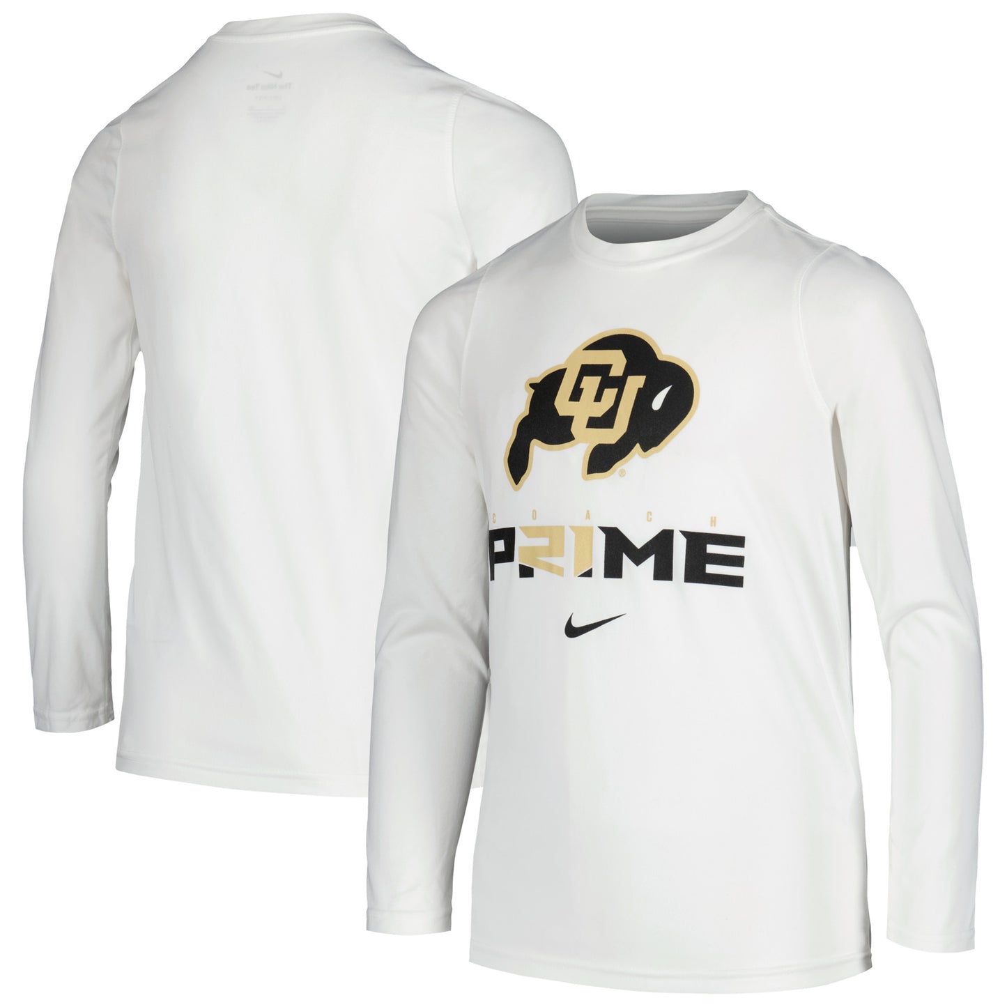 Youth Nike White Colorado Buffaloes Coach Prime Legend Performance Long Sleeve T-Shirt