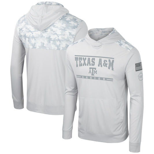 Men's Colosseum Gray Texas A&M Aggies OHT Military Appreciation Long Sleeve Hoodie T-Shirt