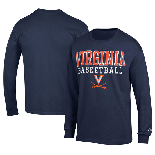 Men's Champion  Navy Virginia Cavaliers Icon Logo Basketball Jersey Long Sleeve T-Shirt