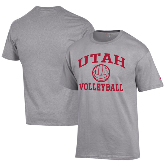 Men's Champion  Gray Utah Utes Icon Logo Volleyball Jersey T-Shirt