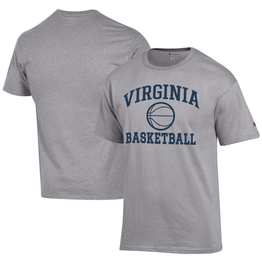 Men's Champion  Gray Virginia Cavaliers Icon Logo Basketball Jersey T-Shirt