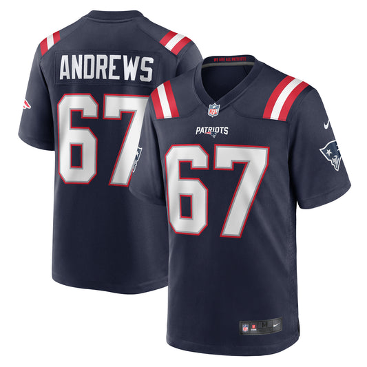 Men's Nike Jake Andrews  Navy New England Patriots Team Game Jersey