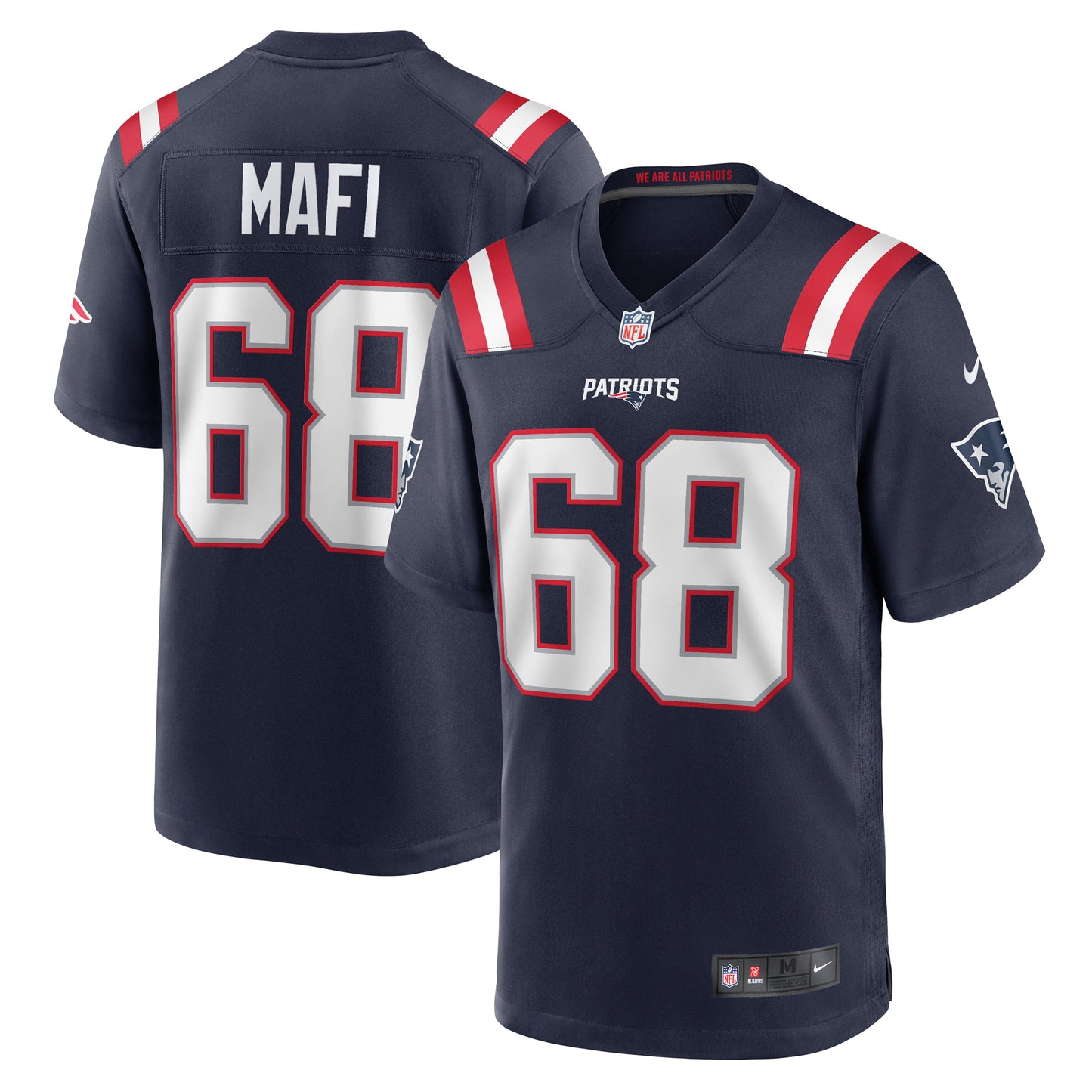 Men's Nike Atonio Mafi  Navy New England Patriots Team Game Jersey