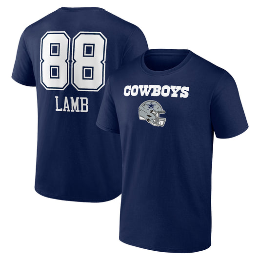 Men's CeeDee Lamb Navy Dallas Cowboys Team Wordmark Player Name & Number T-Shirt