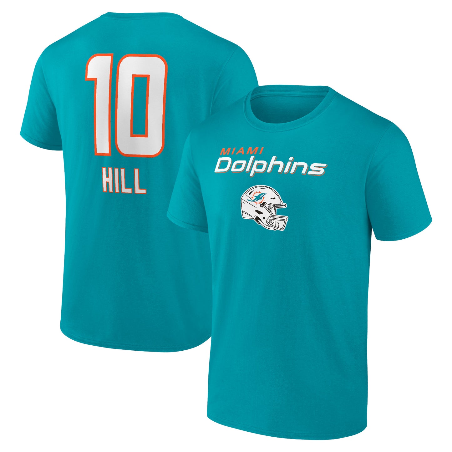 Men's Tyreek Hill Aqua Miami Dolphins Team Wordmark Player Name & Number T-Shirt