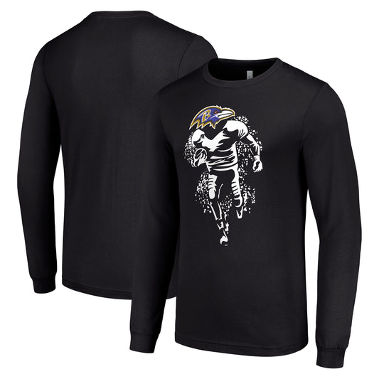 Men's Starter Black Baltimore Ravens Logo Graphic Long Sleeve T-Shirt