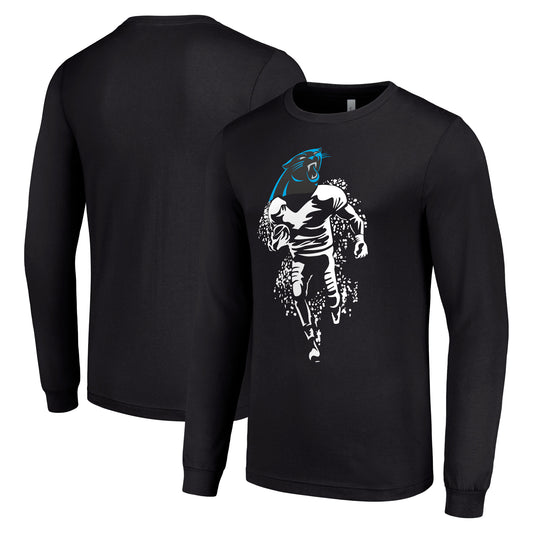 Men's Starter Black Carolina Panthers Logo Graphic Long Sleeve T-Shirt