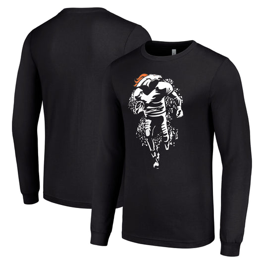 Men's Starter Black Denver Broncos Logo Graphic Long Sleeve T-Shirt