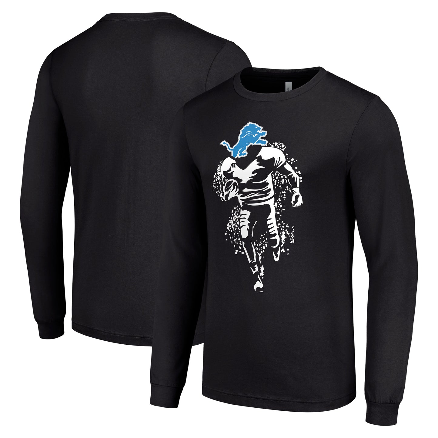 Men's Starter Black Detroit Lions Logo Graphic Long Sleeve T-Shirt