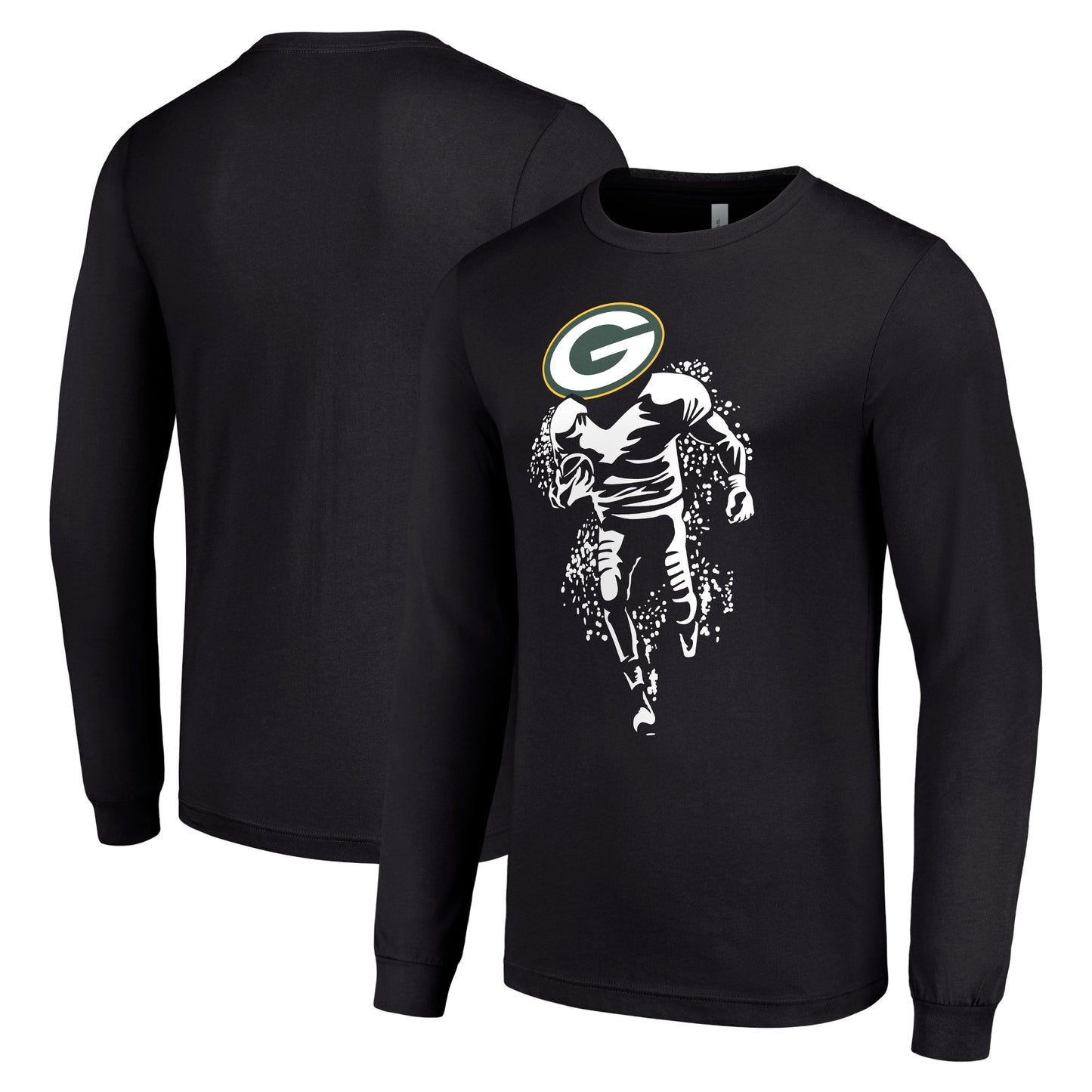 Men's Starter Black Green Bay Packers Logo Graphic Long Sleeve T-Shirt
