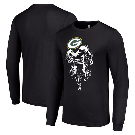 Men's Starter Black Green Bay Packers Logo Graphic Long Sleeve T-Shirt