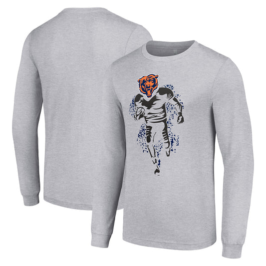 Men's Starter Heather Gray Chicago Bears Logo Graphic Long Sleeve T-Shirt