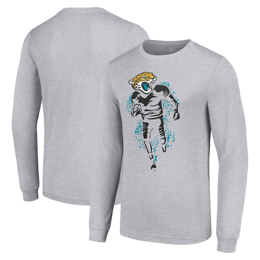 Men's Starter Heather Gray Jacksonville Jaguars Logo Graphic Long Sleeve T-Shirt