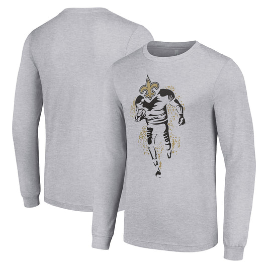 Men's Starter Heather Gray New Orleans Saints Logo Graphic Long Sleeve T-Shirt