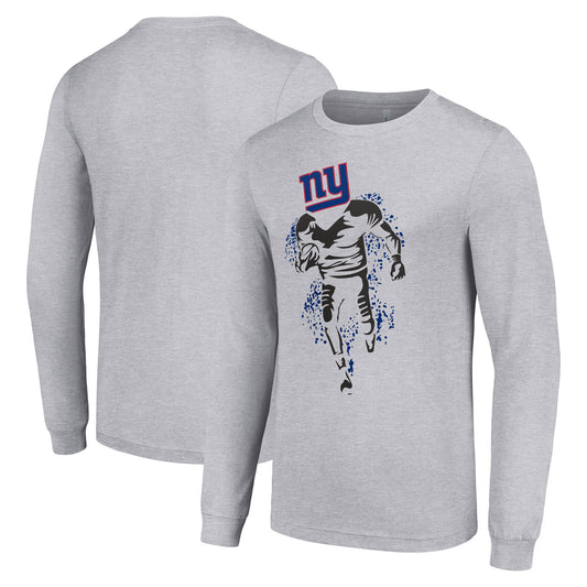 Men's Starter Heather Gray New York Giants Logo Graphic Long Sleeve T-Shirt