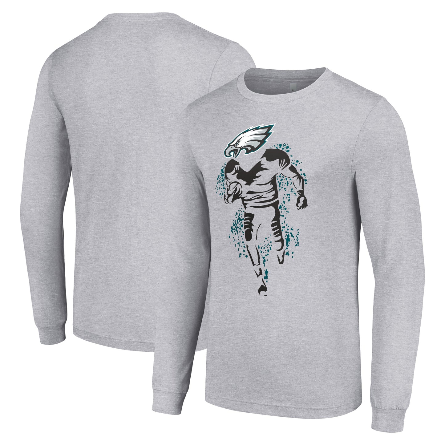 Men's Starter Heather Gray Philadelphia Eagles Logo Graphic Long Sleeve T-Shirt