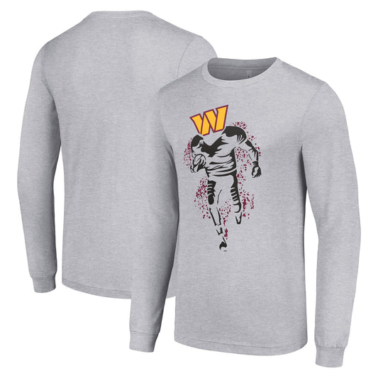 Men's Starter Heather Gray Washington Commanders Logo Graphic Long Sleeve T-Shirt