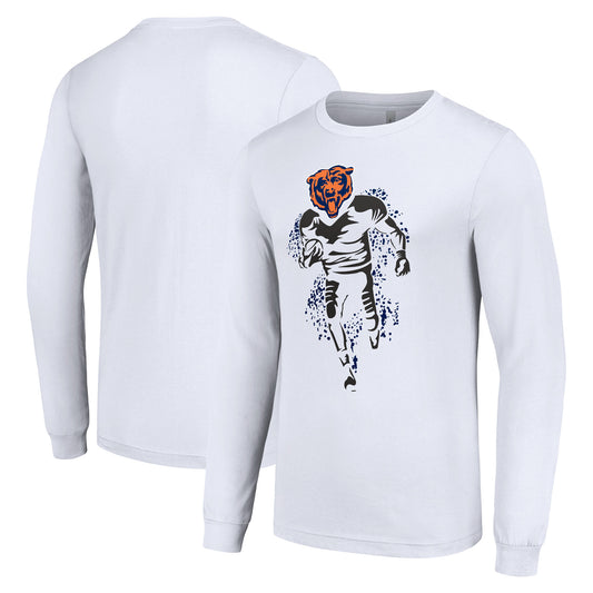 Men's Starter White Chicago Bears Logo Graphic Long Sleeve T-Shirt