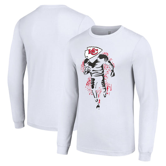 Men's Starter White Kansas City Chiefs Logo Graphic Long Sleeve T-Shirt