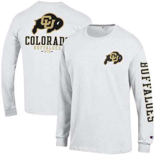 Men's Champion  White Colorado Buffaloes Team Stack 3-Hit Long Sleeve T-Shirt