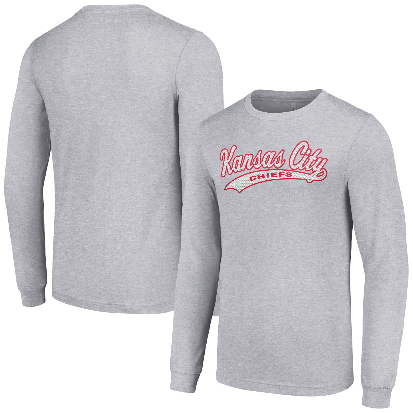 Men's Starter Heather Gray Kansas City Chiefs Tailsweep Long Sleeve T-Shirt